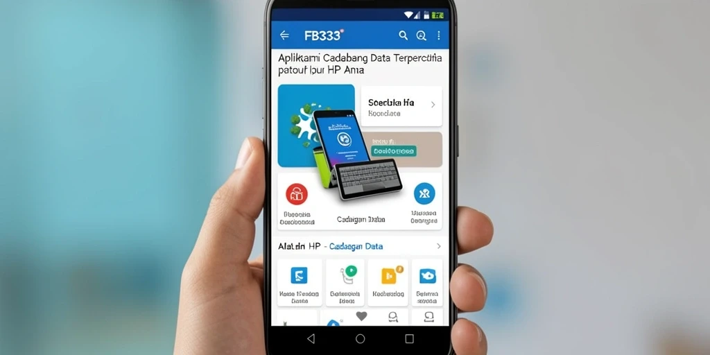Tampilan utama FB333 dengan pilihan cadangan data yang mudah digunakan.