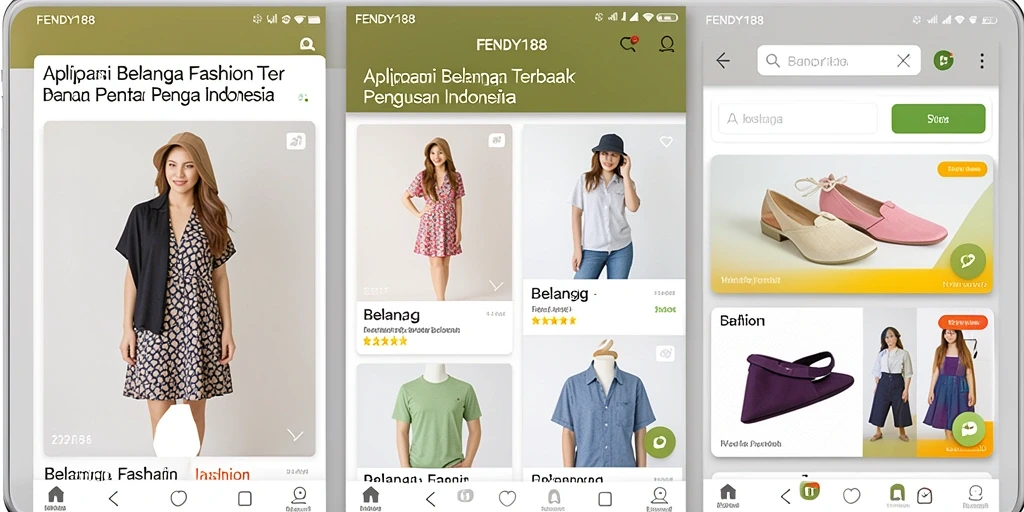 Antarmuka FENDY188 menampilkan berbagai produk fashion dengan desain menarik.