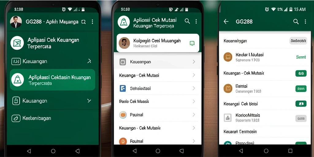 Antarmuka aplikasi GG288 menampilkan riwayat mutasi keuangan yang jelas.