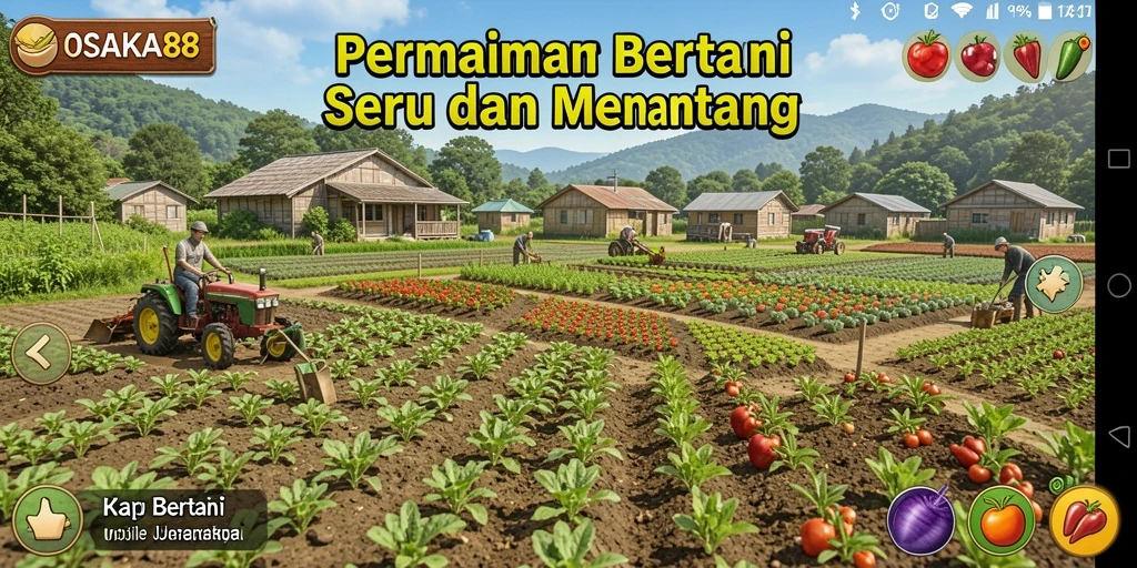 Screenshot OSAKA88 menampilkan antarmuka bertani yang menarik dan interaktif.