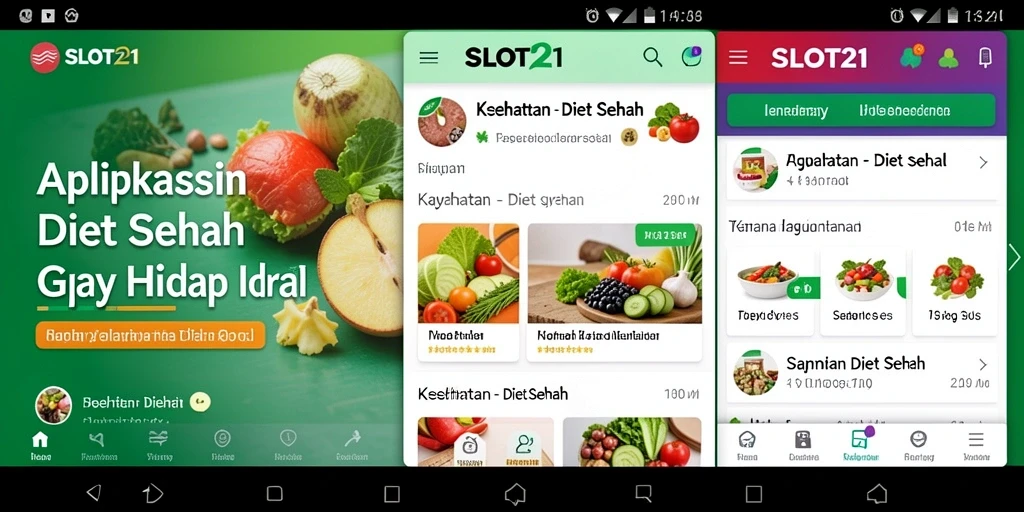 Antarmuka aplikasi SLOT21 untuk diet sehat yang menarik dan interaktif.