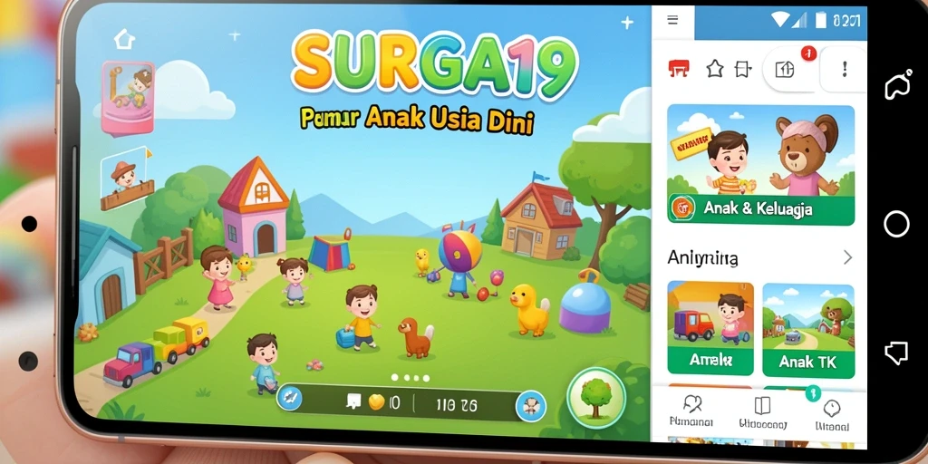 Antarmuka SURGA19 yang edukatif dan menarik untuk anak-anak.