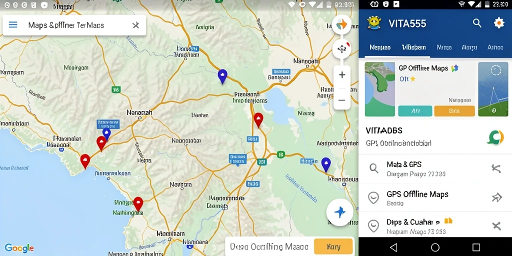 Antarmuka aplikasi VITA555 dengan fitur GPS Offline yang intuitif.