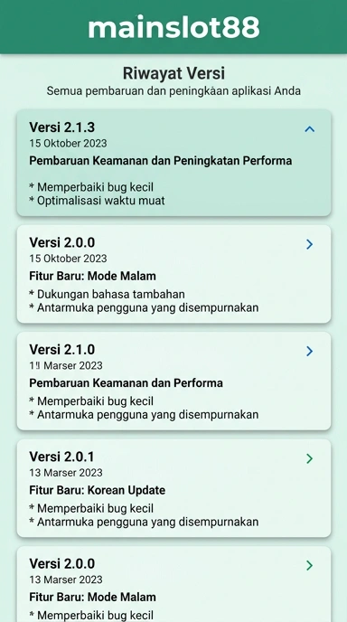 Riwayat Versi mainslot88 untuk Pengguna Android